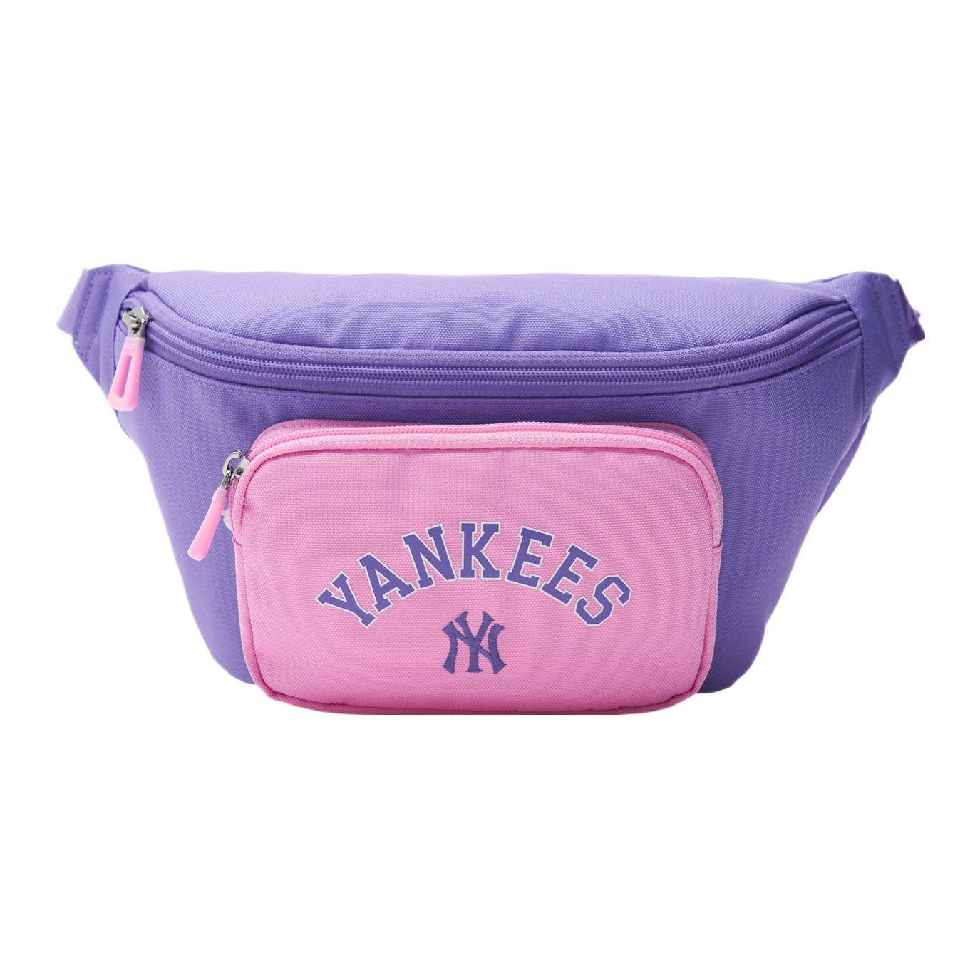 MLB New York Yankees Large Logo Letter Print Adjustable Shoulder Strap Polyester Single Shoulder Crossbody Waist Bag Women Bags Pink 7AHSV014N-50VOS Pink