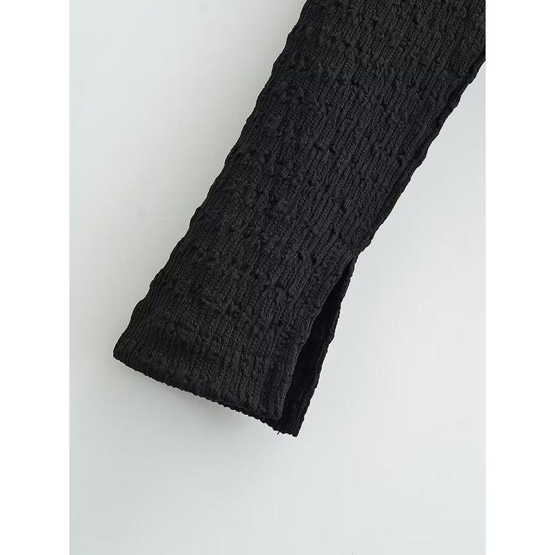 Kaslead Fashion Style Texture Tight Long Sleeves T-shirt