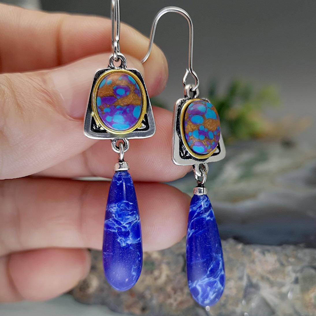 

Модные висячие серьги для женских украшений синий