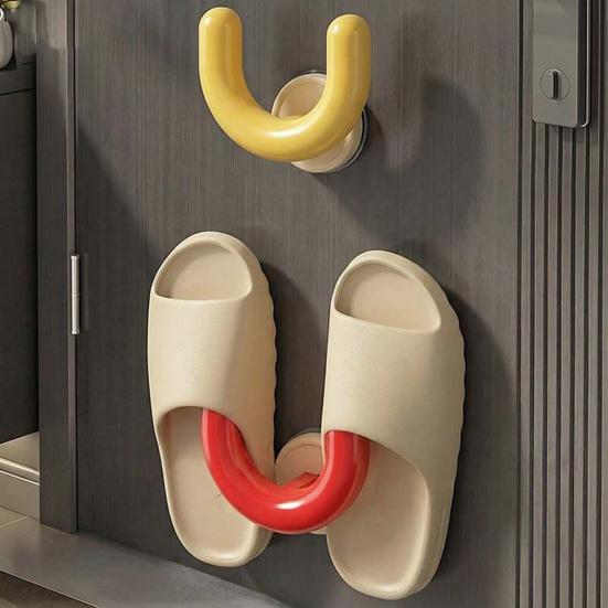 Slippers Storage Rack Wall Mount Suction Cup Drying Rack U Shape Slipper Holder for Bathroom Kitchen