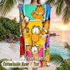 Garfield Beach Towel, Personalized Custom Text, Quick Dry Soft Large Towel For Swimming Pool Travel
