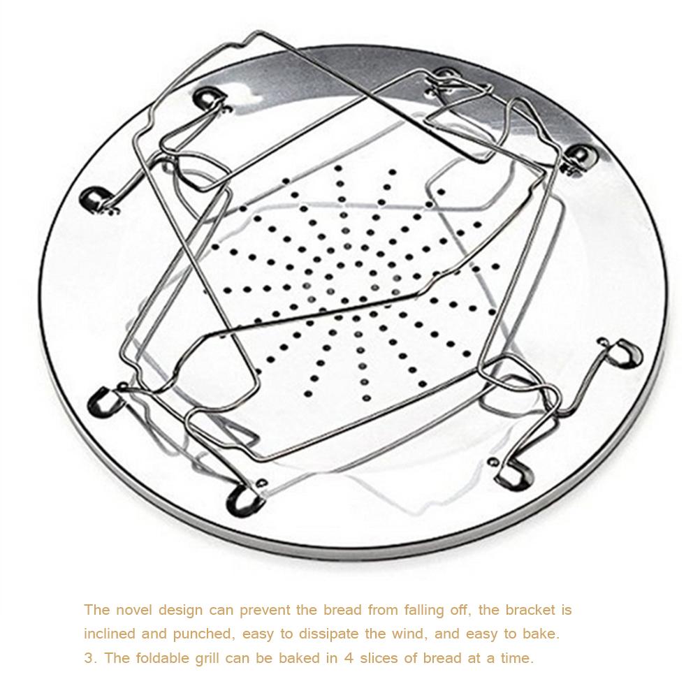 Faltbarer Campingkocher Toaster Edelstahl Camping Toaster Rack Halter 4 Scheiben Toasterblech