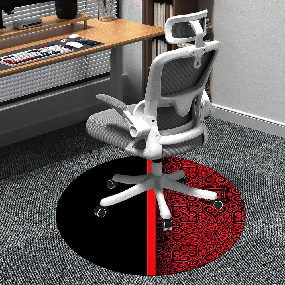 1pc Red Mandala Office Round Area Rug, Mat Suitable For Office, Under Office Chairs Bedroom Living Room Home Decor, Room Deco