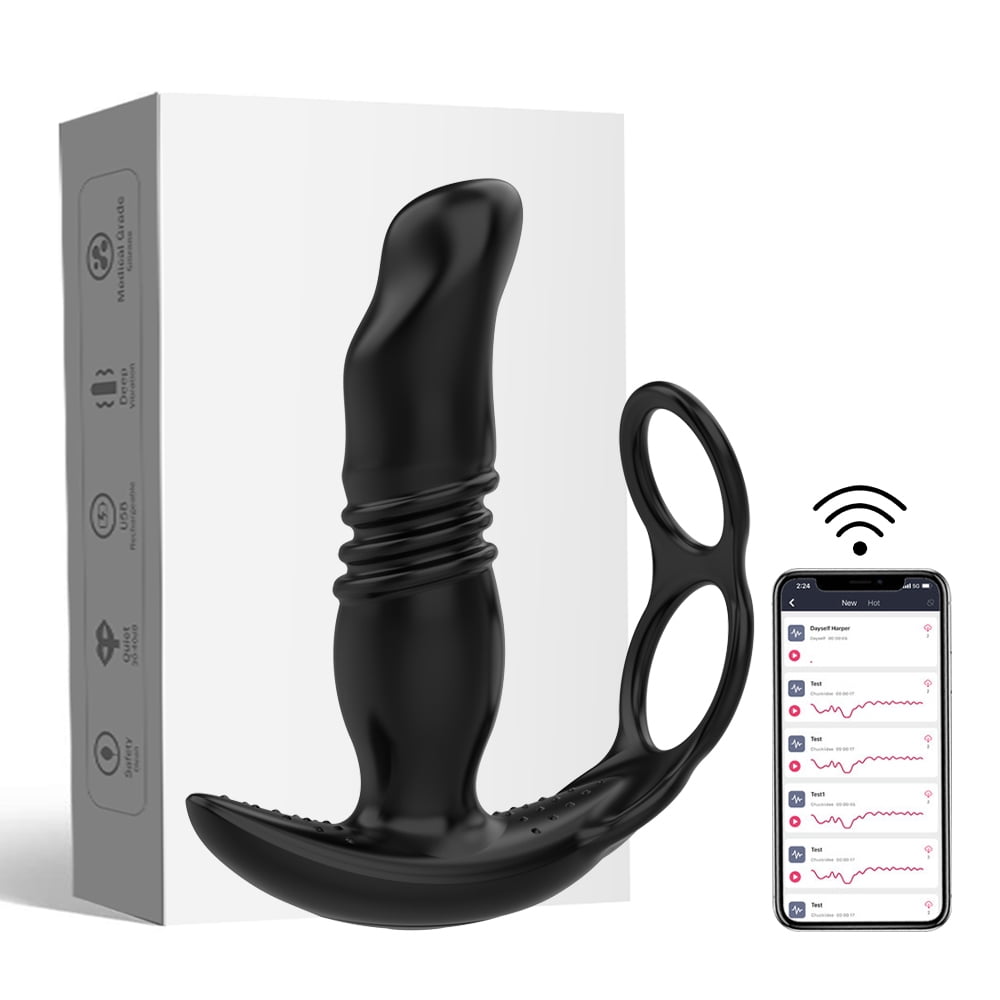 Thrusting Anal Vibrator Butt Plug Adult Toys for Men Couples, APP Control Prostate Massager with Penis Ring