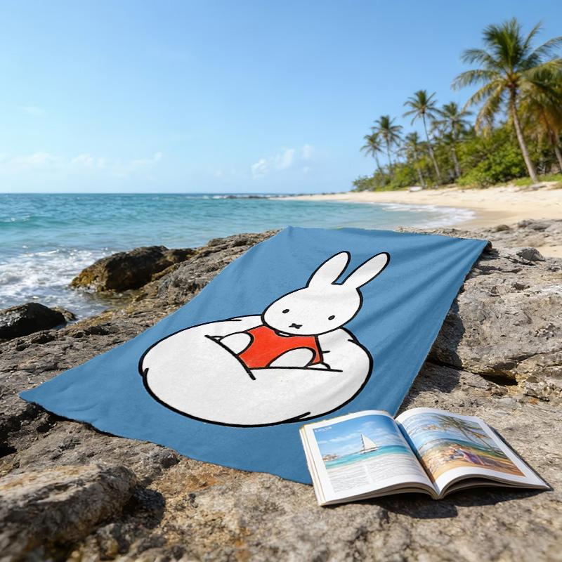 1pc Miffy4 Beach Towel, Beach and Seaside Swimming Pool Equipment, Fashion Pattern, Rectangular, Travel Essentials