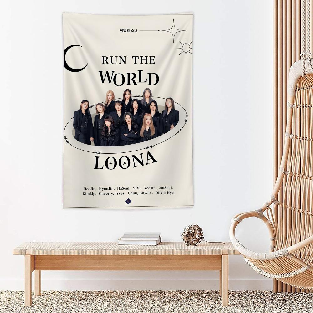 Korea Kpop Band LLoona Kpop Tapestry Microfiber Wall Hanging For Bedroom Living Room Decor Outdoor Festival Bar Background