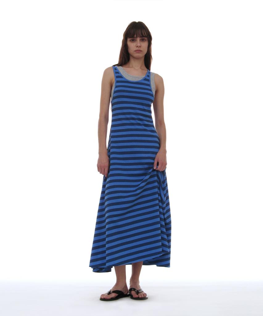 PARTIMENTO WOMEN Pwc Overlay Sleeveless Maxi Dress_Blue Stripe