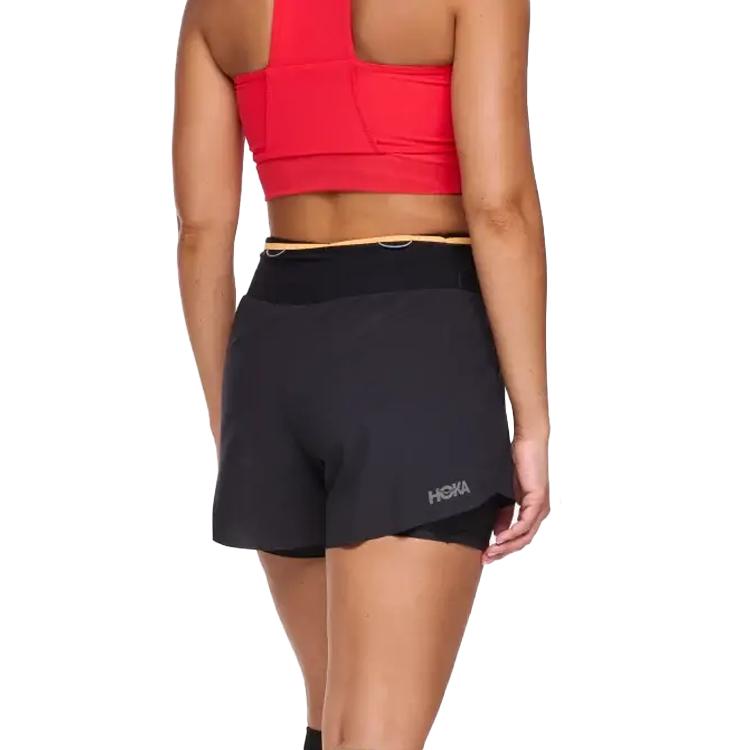 HOKA One One Einfarbige Bequeme Atmungsaktive Mittelhohe Trailrunning-Shorts Damen Shorts Schwarz 1141741-BLK
