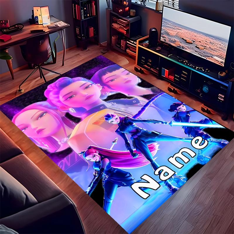 Custom personalization Kpop Demon Hunters Print Area Rug - Soft, Washable Non-Slip Indoor Mat,Living Room,Home&Office Decorative Rug