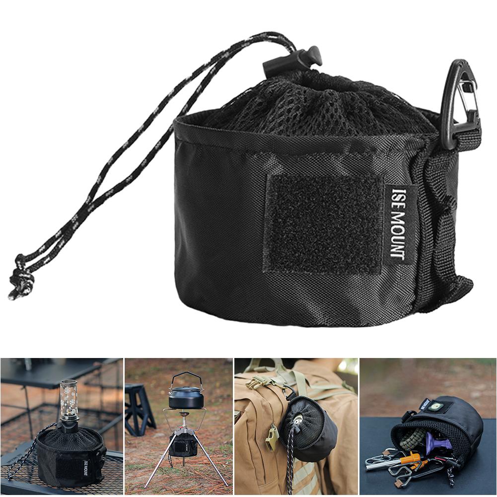 Black Canister Bag Multi-Purpose Portable Tank Storage Bag Hanging Drawstring Bag Camping Picnic Accessories