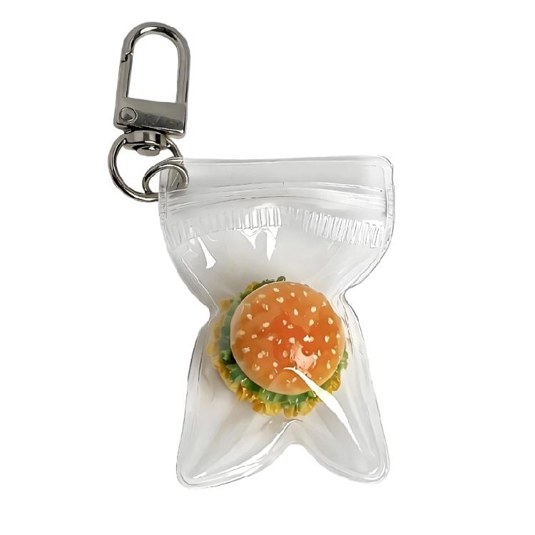 

Detailed Mini Burger Keychain Pendant Schoolbag Hanging Ornament With Golden Fries Lovely Resin Gift 1
