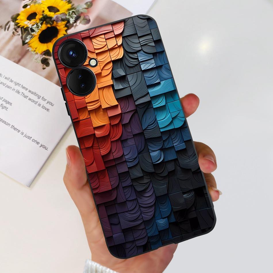 For Tecno Spark 9 Pro KH7 KH7n Cute Cartoon Phone Case For Tecno Spark 9Pro Black Silicone Soft TPU Cases