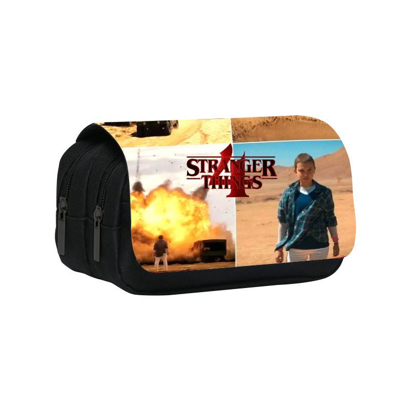 Stranger Things 4 Doppellagiges Federmäppchen mit großem Fassungsvermögen für Schüler und Bürogebrauch
