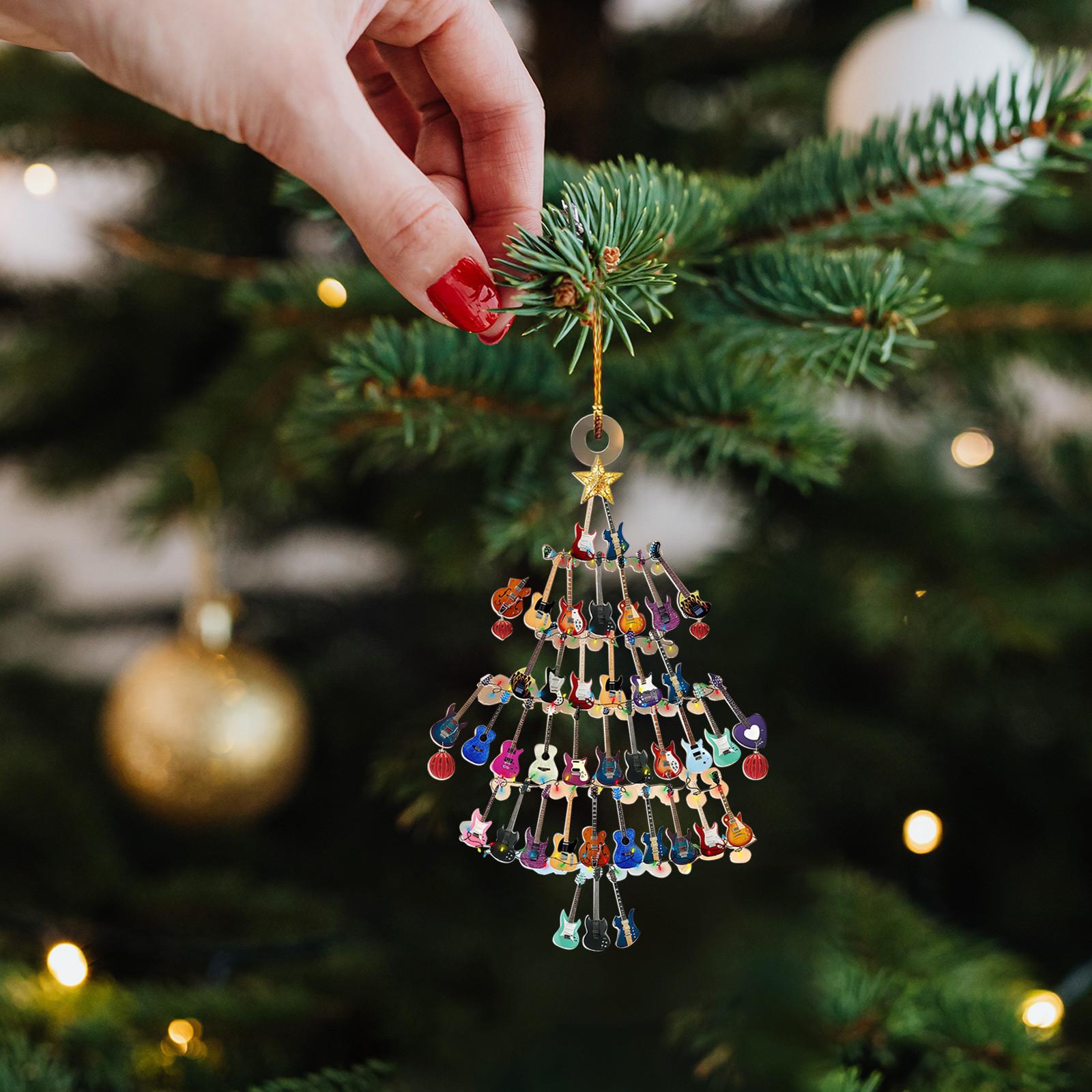 

2D Акриловая Гитара Украшение на елку, Украшение для дома, Рождественские украшения One Size