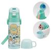 Children's Water Bottle, 2-Way, 470ml (Direct Drinking) or 430ml (Cup Drinking), Designed with a "Nandemo Ikimono" (Anything Ikimono) Design, S