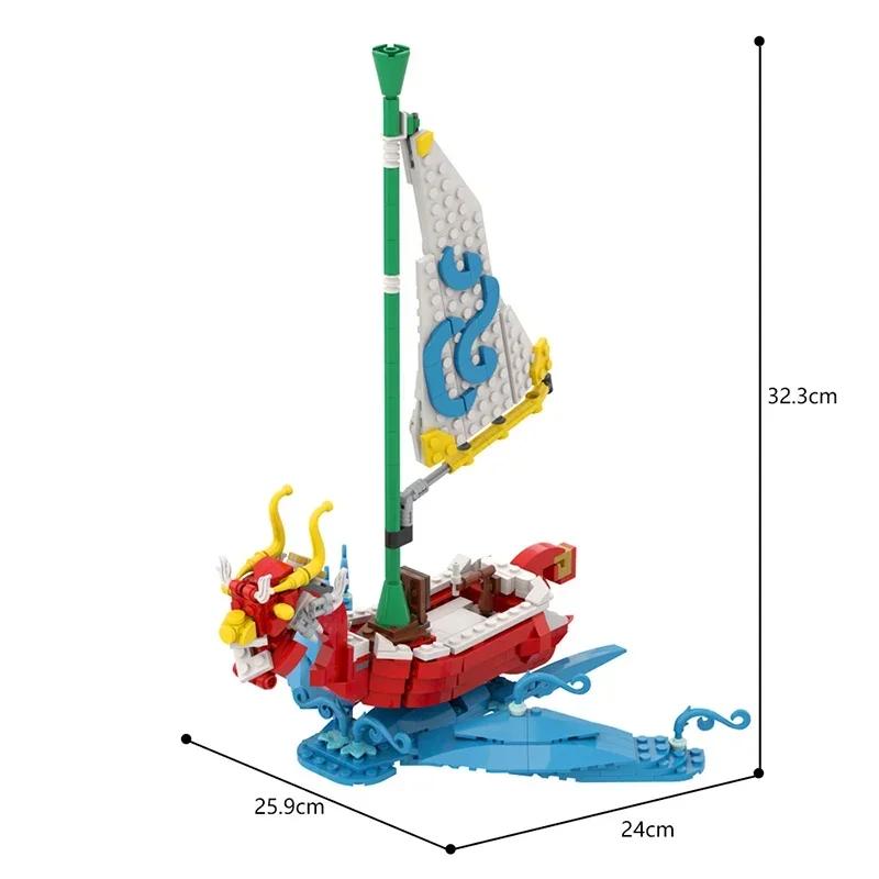 

Zeldaed Ship Wind Waker Boat Blue Sailing Boat Building Blocks Assembly Model Кирпичная игрушка в подарок