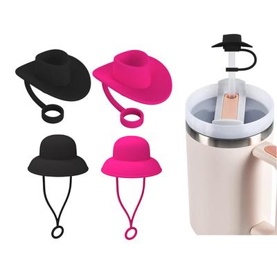 1/4Pcs Cowboy Hat Straw Covers Food Grade Silicone Straw Toppers Universal Size Funny Straw Dust Plug Cup Accessories
