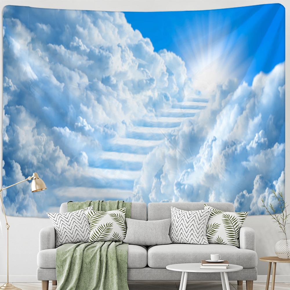 Tapiserie cu răsărit de soare curcubeu, agățat pe perete, pictură de peisaj natural boem, decor psihedelic hippie