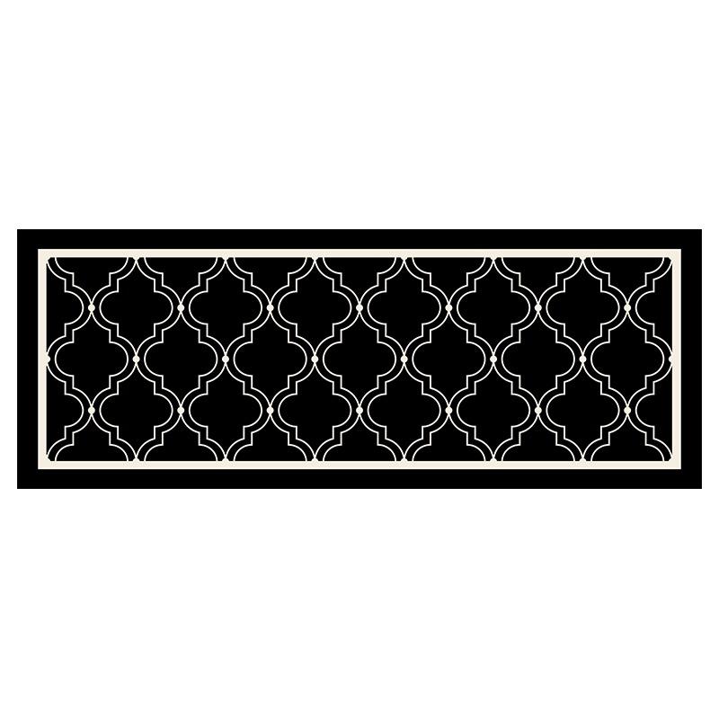 Kitchen Floor Mat Waterproof Non-slip Wash-free Carpet PVC Leather Strip Rugs American Black and White Home Decoration Foot Mats