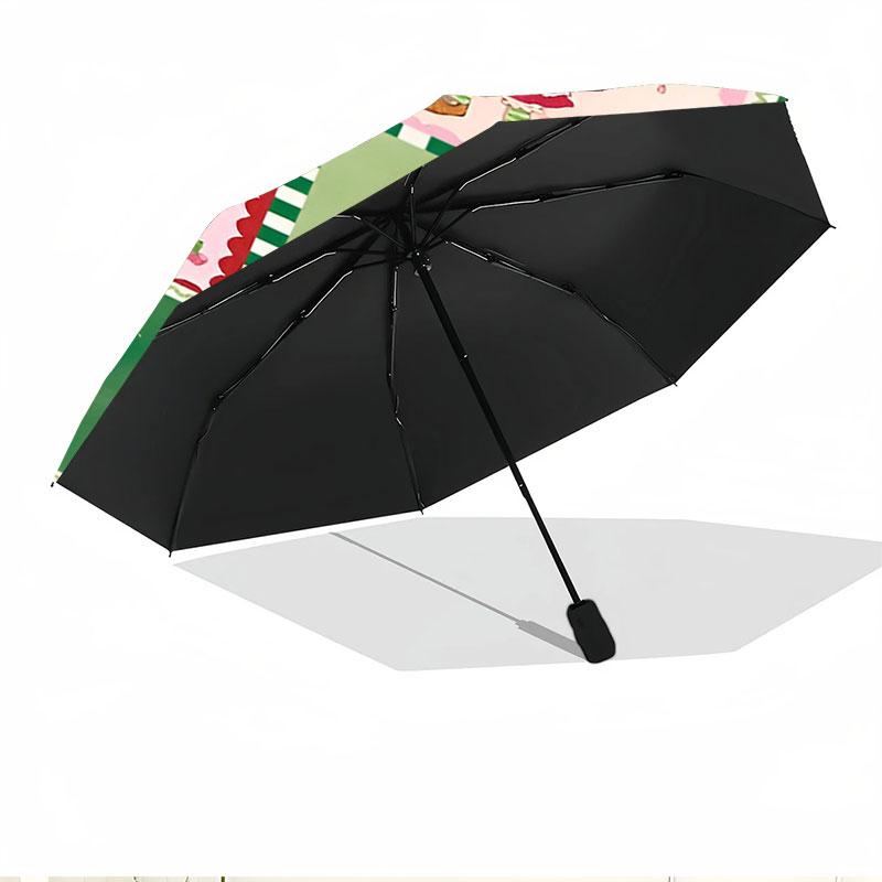 Strawberry Shortcake Print Automatic Open Close Umbrella, Portable Foldable Umbrella, for Outdoor Commute Camping Trip, Ideal Birthday Gift