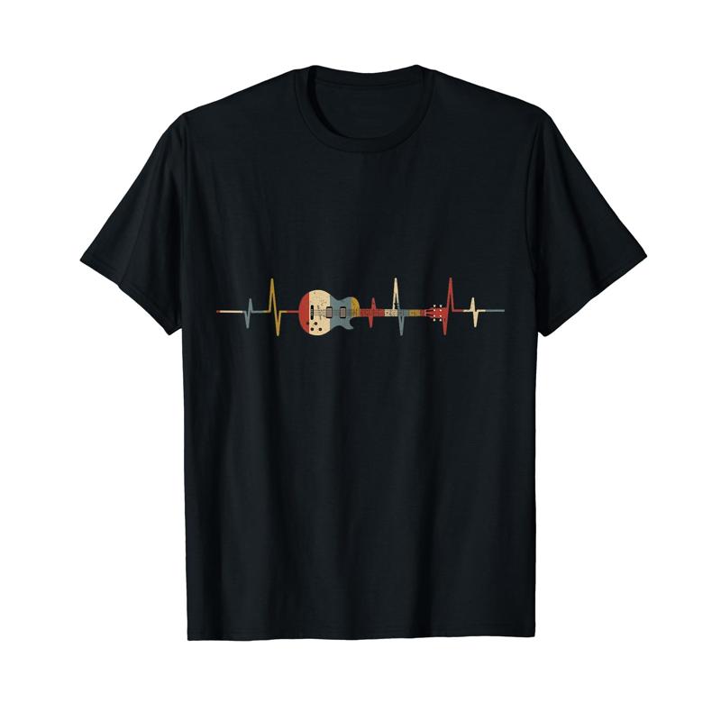 Bass Guitar Heartbeat Retro Gift For Tshirt
