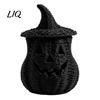 Halloween Pumpkin Ornament Spooky Storage Box, Resin Jack-O-Lantern Tealight Box Holder, Hollow Tabletop Decoration for Party
