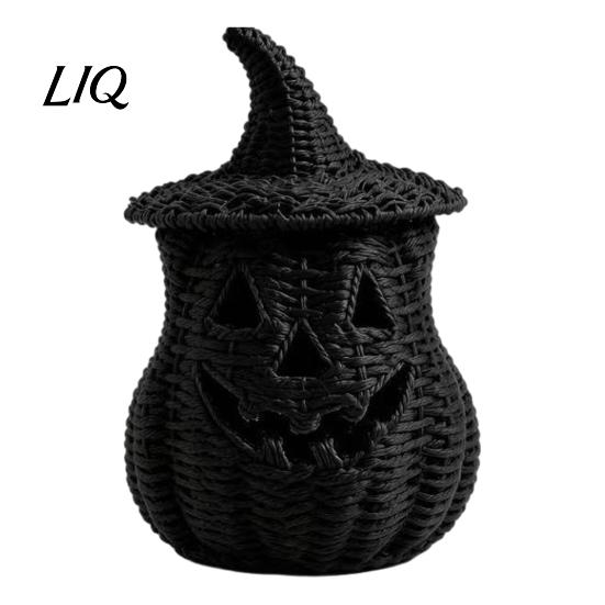 Halloween Pumpkin Ornament Spooky Storage Box, Resin Jack-O-Lantern Tealight Box Holder, Hollow Tabletop Decoration for Party