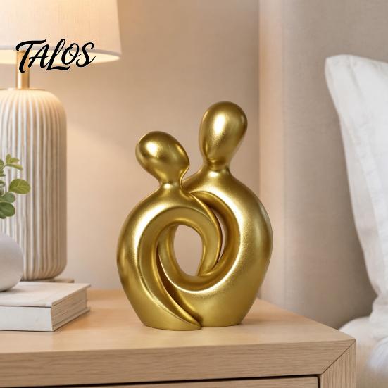 Luxury Resin Craftsmanship for Interior Decoration Abstract Couple Statue, Gold Figurine Home Decor, Modern Table Decorative Piece Housewarming