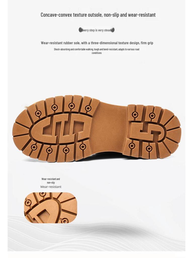 Men's British Style High-Top Yellow Martin Boots: Autumn/Winter Velvet Mid-Tops