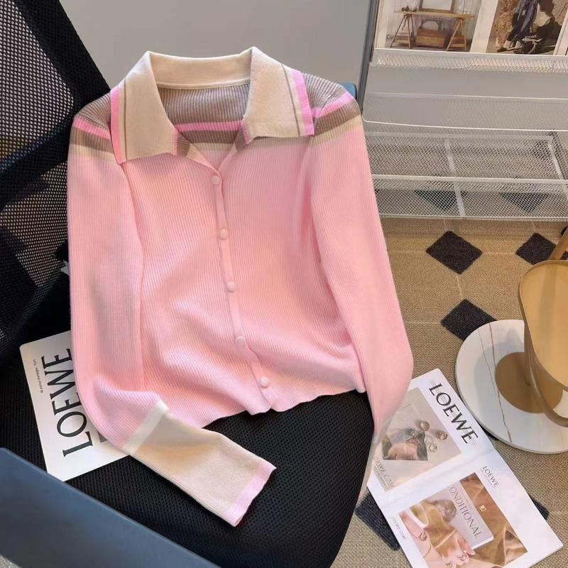 

Женская одежда отозванная осень и зима молочный фуфу свитер женский утолщенный полосатый контрастный водолазка вязаный свитер L розовый