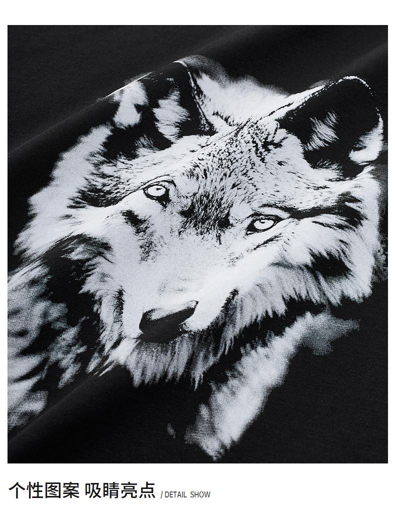 Classic Wolf Head Printed Design: Seven Wolves Men's Modal Printed Short Sleeve Round Neck T-shirt