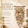 Handmade Cotton Floral Crochet Macrame Hanging Soft Artisan Wall Piece Boho Farmhouse Indoor Wall Art Ornament for Home Room