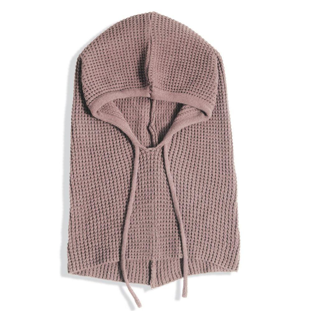 Thick Knit Knitted Balaclava Hat One-Piece Design Hooded Beanie Warm Ski Snow Hat For Women Man