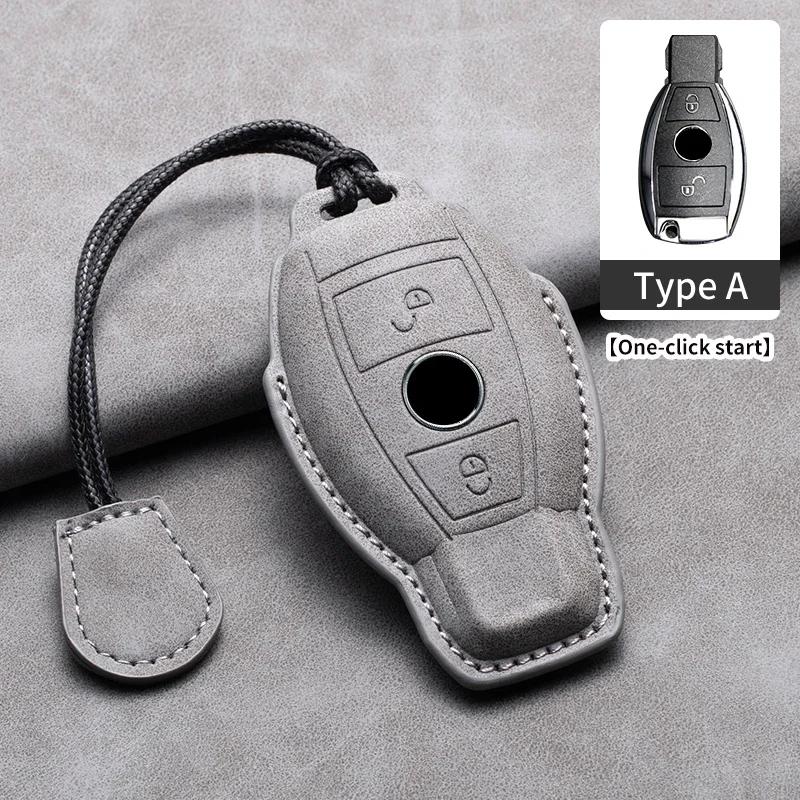 Leather Car Remote Key Case Cover Shell for Mercedes Benz A B C E Class CLS CLA GLS GLA GLK GLC AMG W176 W204 W205 W212 W463