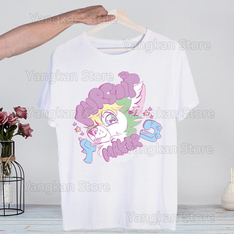 Meme Funny Fur Furry Cute T-Shirt  Unisex Unisex Anime Cartoon Design  Unisex Tee Shirt Homme Summer Tops Short Sleeve Vintage Style Shirt