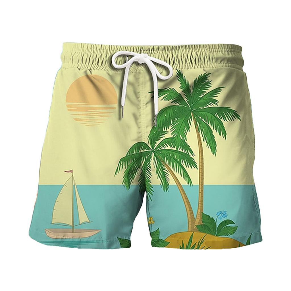 Pantaloncini Estivi da Uomo con Stampa 3D Foglia di Banana, Casual da Spiaggia, Vestibilità Larga, Gamba Dritta, Pantaloncini da Spiaggia