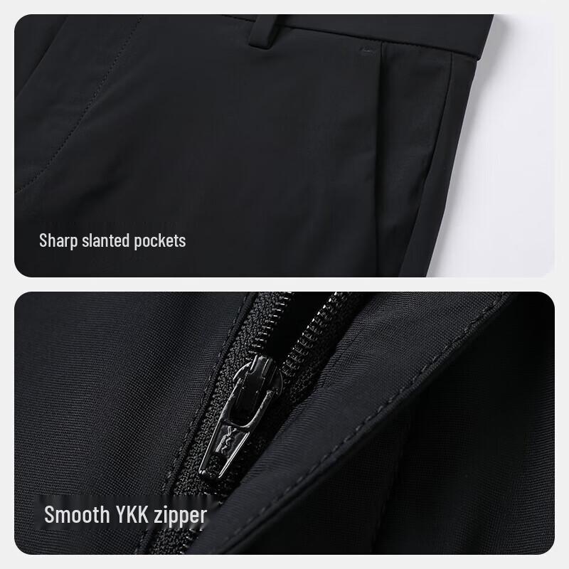 Langdeng Men's Breathable Straight Fit Business Casual Trousers