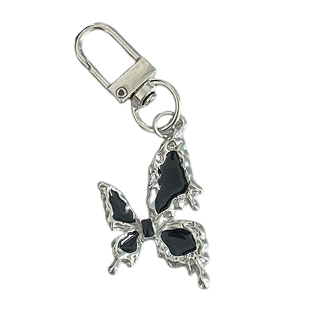 Gothic Crosses Butterfly Keychain Dark Tone Zinc Alloy Portable Sturdy Accessory for Keys Bags Everyday Use