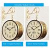 (8 INCH - One Side English Other Roman Numbers) Vintage Clock Handcrafted Double Side Clock  Brass Finish