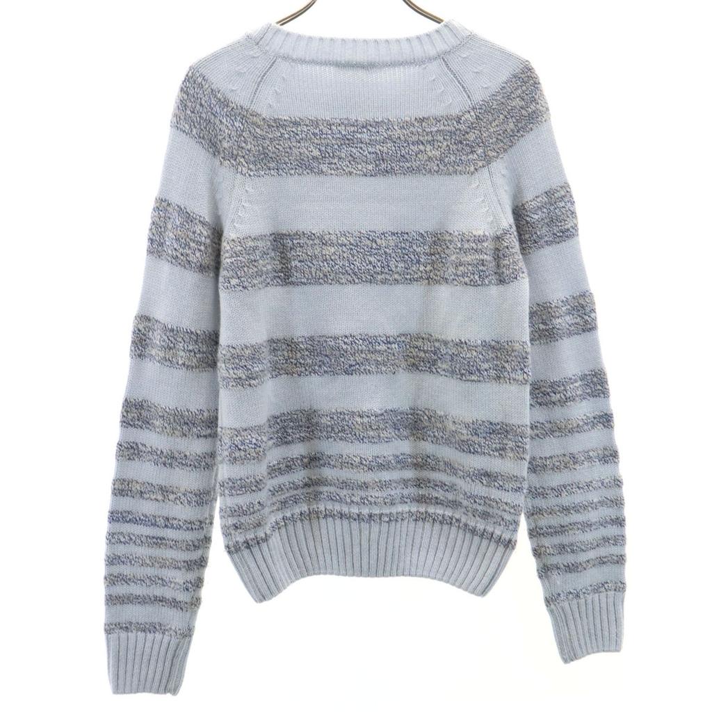 LACOSTE Wool blend Made in Japan border Long sleeve sweater 42 Blue knit Women Used