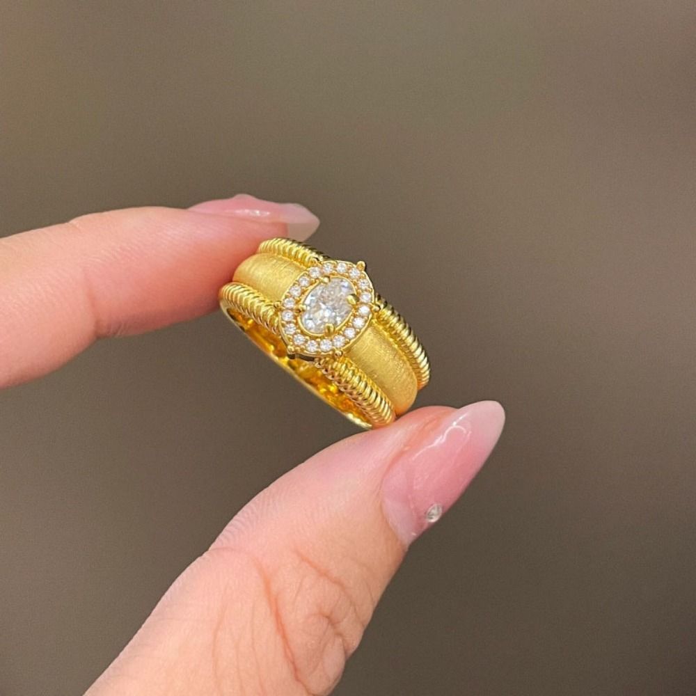 Luxury Crystal Split Ring Unique Adjustable Finger Rings Exquisite Pearl Opening Rings  Female