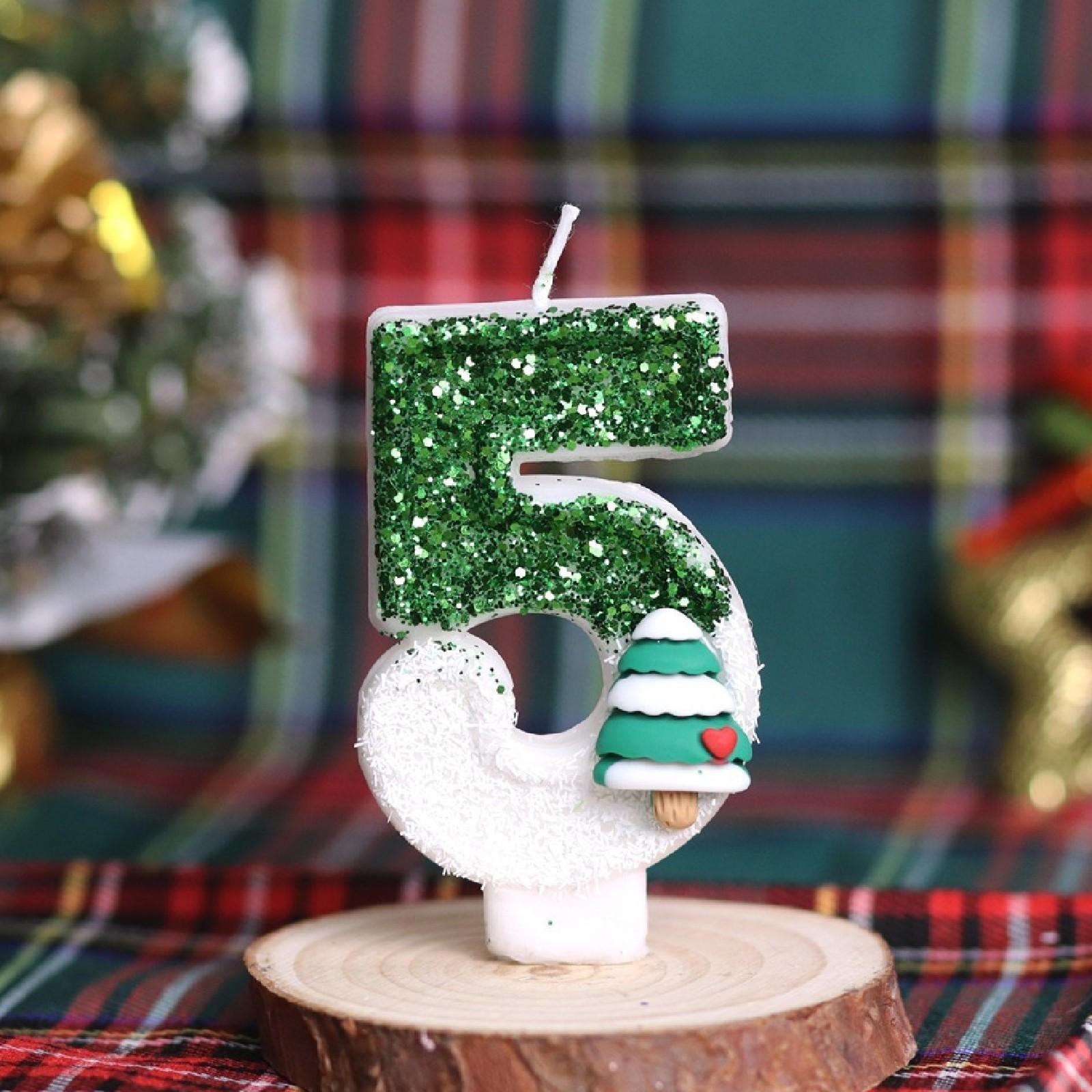 

Рождественский номер День рождения Свеча Вечеринка Торт Украшение Подарок на день рождения Санта-Клаус One Size