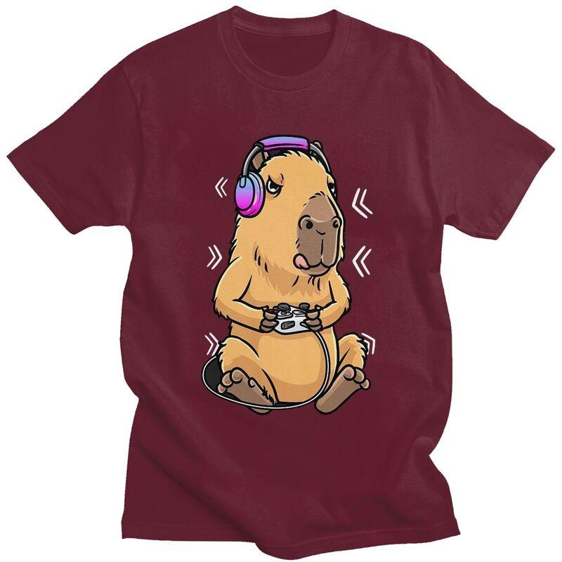 Custom Capybara Giant Cavy Rodent Gamer Gaming T Shirt for Men Pure Cotton Tshirt Leisure Tees Tshirt Clothing