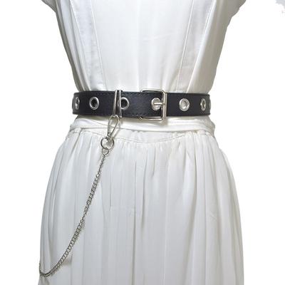 Scione Damski Pasek Punkowy Styl Japoński Perforowany Żelazny Łańcuch Paski Dekoracyjne