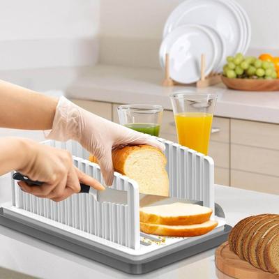 Kráječka chleba na domácí chléb, nastavitelné krájení chleba, skládací a kompaktní krájecí vodítko, s miskou na strouhanku