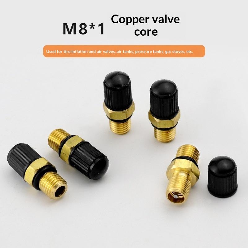 Car Motorcycle Bike Tire Brass Valve Stem M8x1 Durable Air Valves with Dustproof Caps Airtight Fitting Accessory