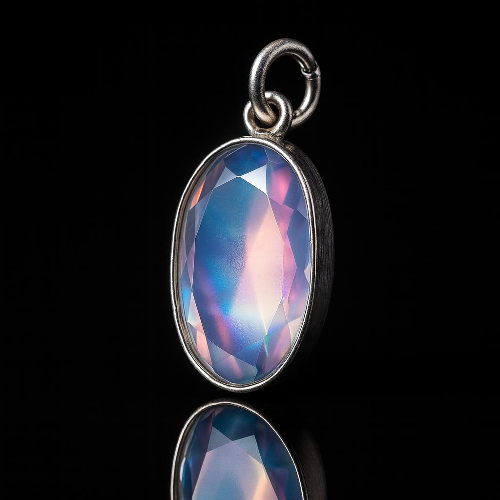Opal Pendant 925 Sterling Silver 19 ct Aurora Fire Checker Oval October Birthday Birthstone