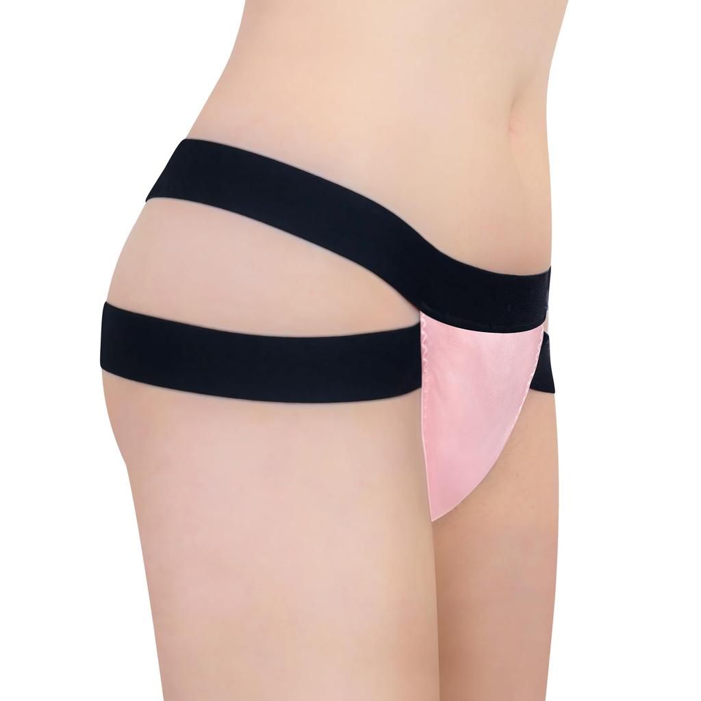 LittleForBig Men's Adult Panties, Double Strap T-Back, Unisex Shapewear, Smooth, Pink, Size S