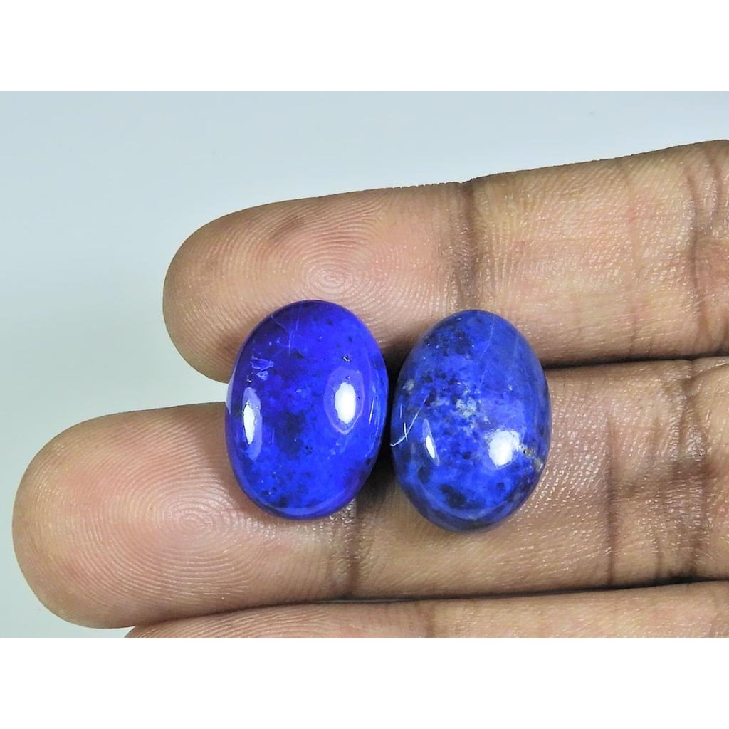 13X18MM Natural Lapis Lazuli Oval Cabochon Loose Gemstone 2Pcs Lot 26Cts. A-510