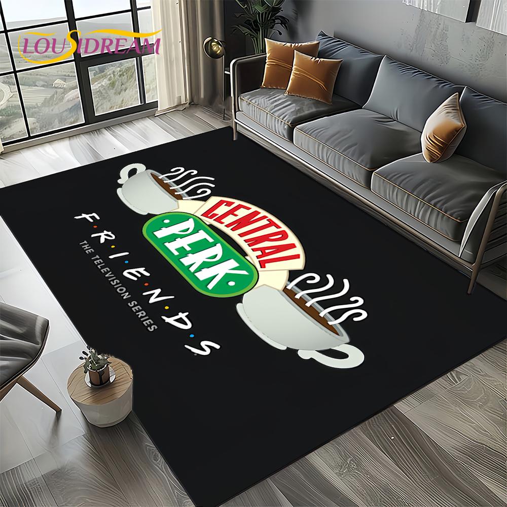 Tappeto Central Perk Friends TV Show per Soggiorno Camera da Letto Casa Decorazione Divano, Tappeto per Area Giochi Bambini Tappetino Antiscivolo Regalo